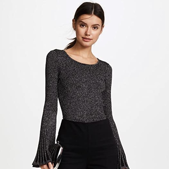 Milly of New York Sweaters - MILLY Flare-Sleeve Ribbed Metallic Sweater